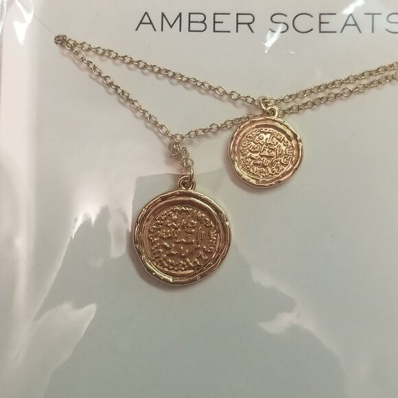 Amber Sceats Australia Double Coin Gold Tone Layered Necklace New - Picture 2 of 3